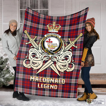 MacDonald Dress Irish Tartan Blanket with Clan Crest and the Golden Sword of Courageous Legacy