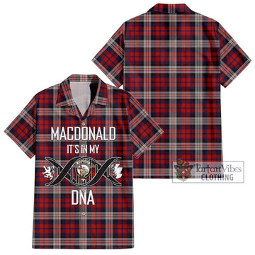 MacDonald Dress Irish Tartan Short Sleeve Button Shirt with Family Crest DNA In Me Style