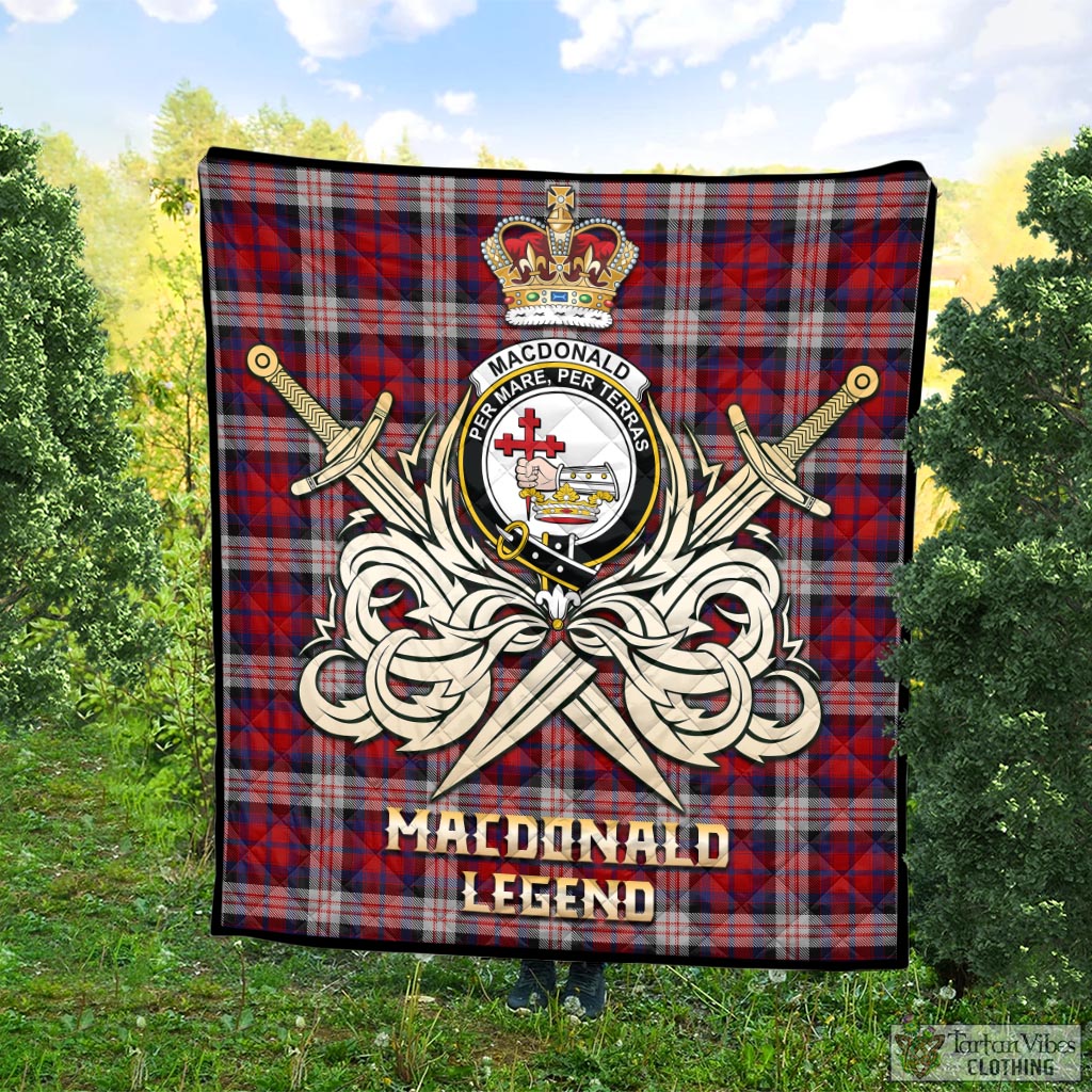 Tartan Vibes Clothing MacDonald Dress Irish Tartan Quilt with Clan Crest and the Golden Sword of Courageous Legacy