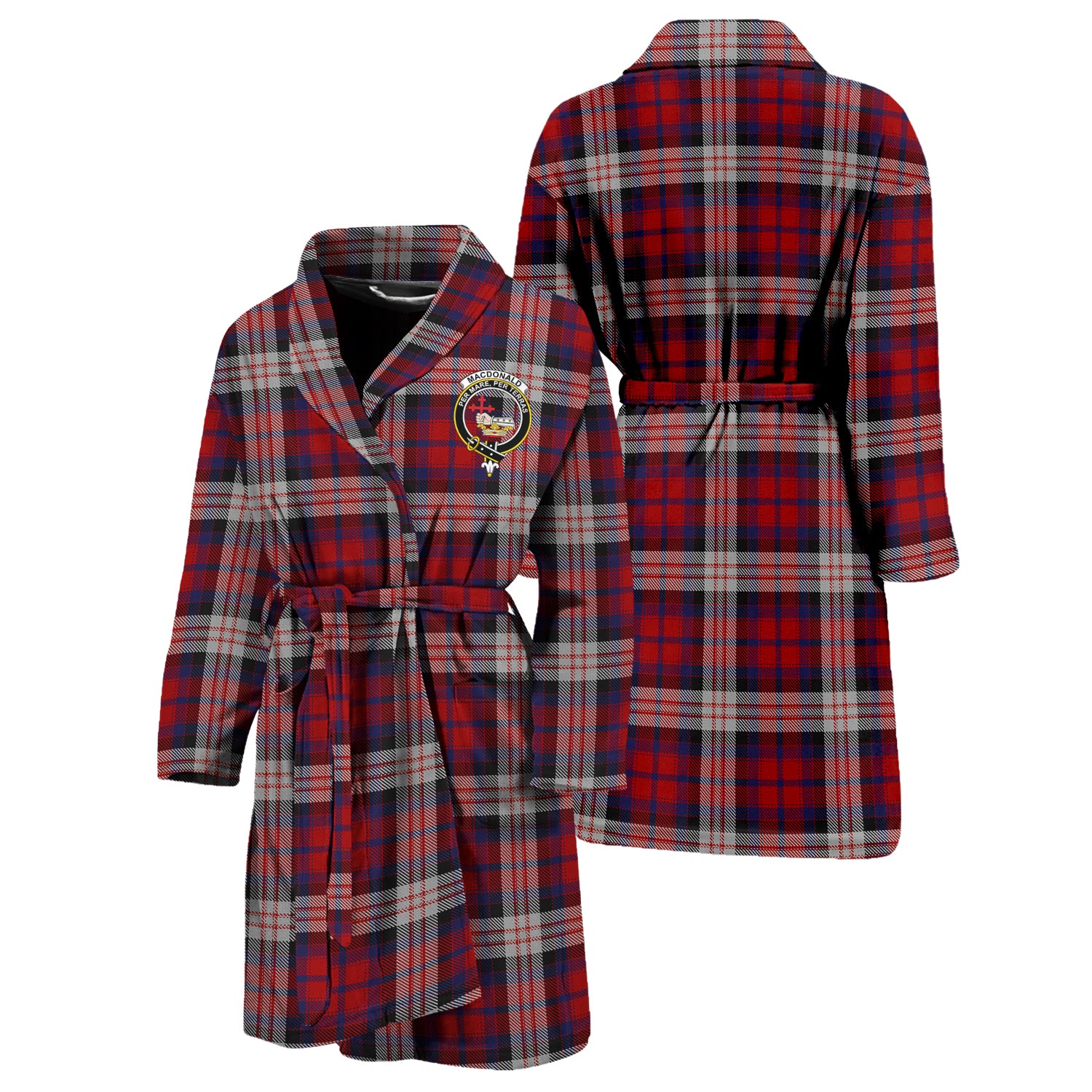 MacDonald Dress Irish Tartan Bathrobe with Family Crest Unisex S - Tartan Vibes Clothing