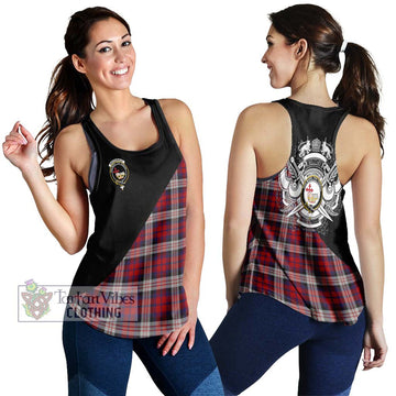 MacDonald Dress Irish Tartan Women's Racerback Tanks with Family Crest and Military Logo Style