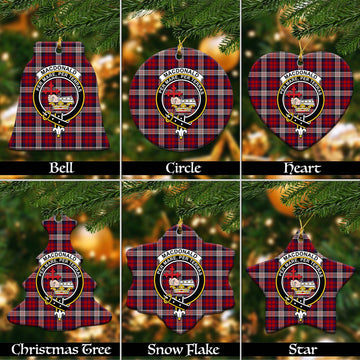 MacDonald Dress Irish Tartan Christmas Ceramic Ornaments with Family Crest