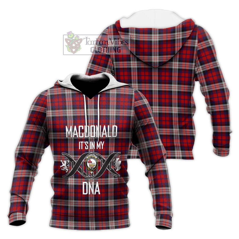 MacDonald Dress Irish Tartan Knitted Hoodie with Family Crest DNA In Me Style Unisex Knitted Pullover Hoodie - Tartanvibesclothing Shop