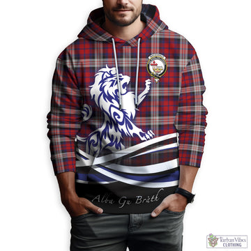 MacDonald Dress Irish Tartan Hoodie with Alba Gu Brath Regal Lion Emblem