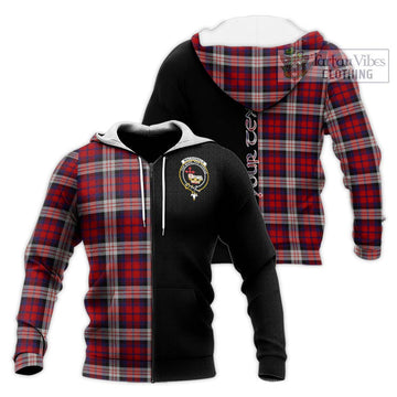 MacDonald Dress Irish Tartan Knitted Hoodie with Family Crest and Half Of Me Style