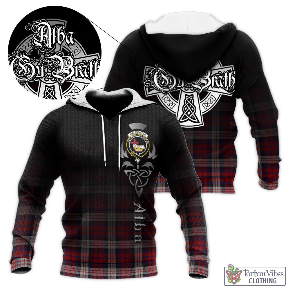 Tartan Vibes Clothing MacDonald Dress Irish Tartan Knitted Hoodie Featuring Alba Gu Brath Family Crest Celtic Inspired