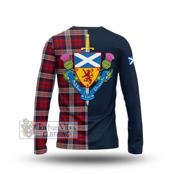 MacDonald Dress Irish Tartan Long Sleeve T-Shirt Alba with Scottish Lion Royal Arm Half Style