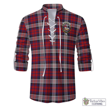 MacDonald Dress Irish Tartan Men's Scottish Traditional Jacobite Ghillie Kilt Shirt with Family Crest