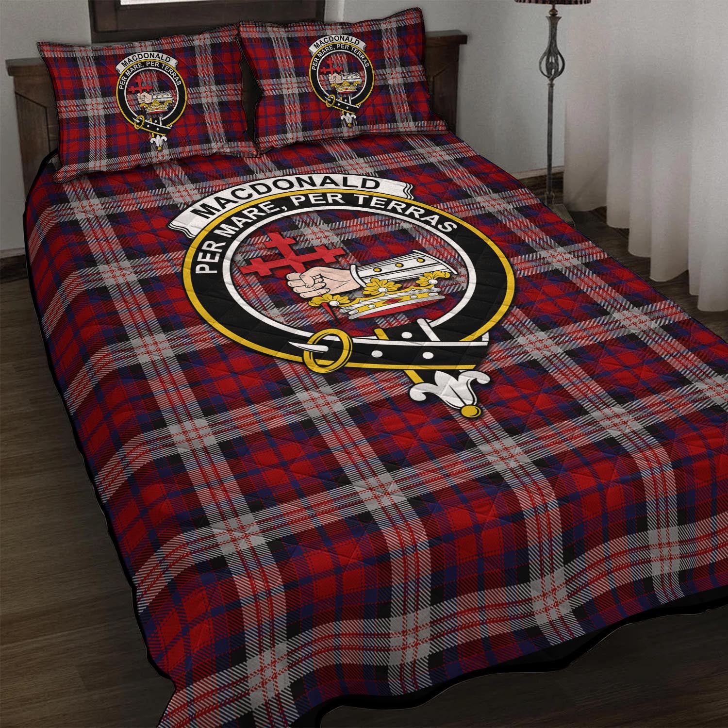 MacDonald Dress Irish Tartan Quilt Bed Set with Family Crest - Tartan Vibes Clothing