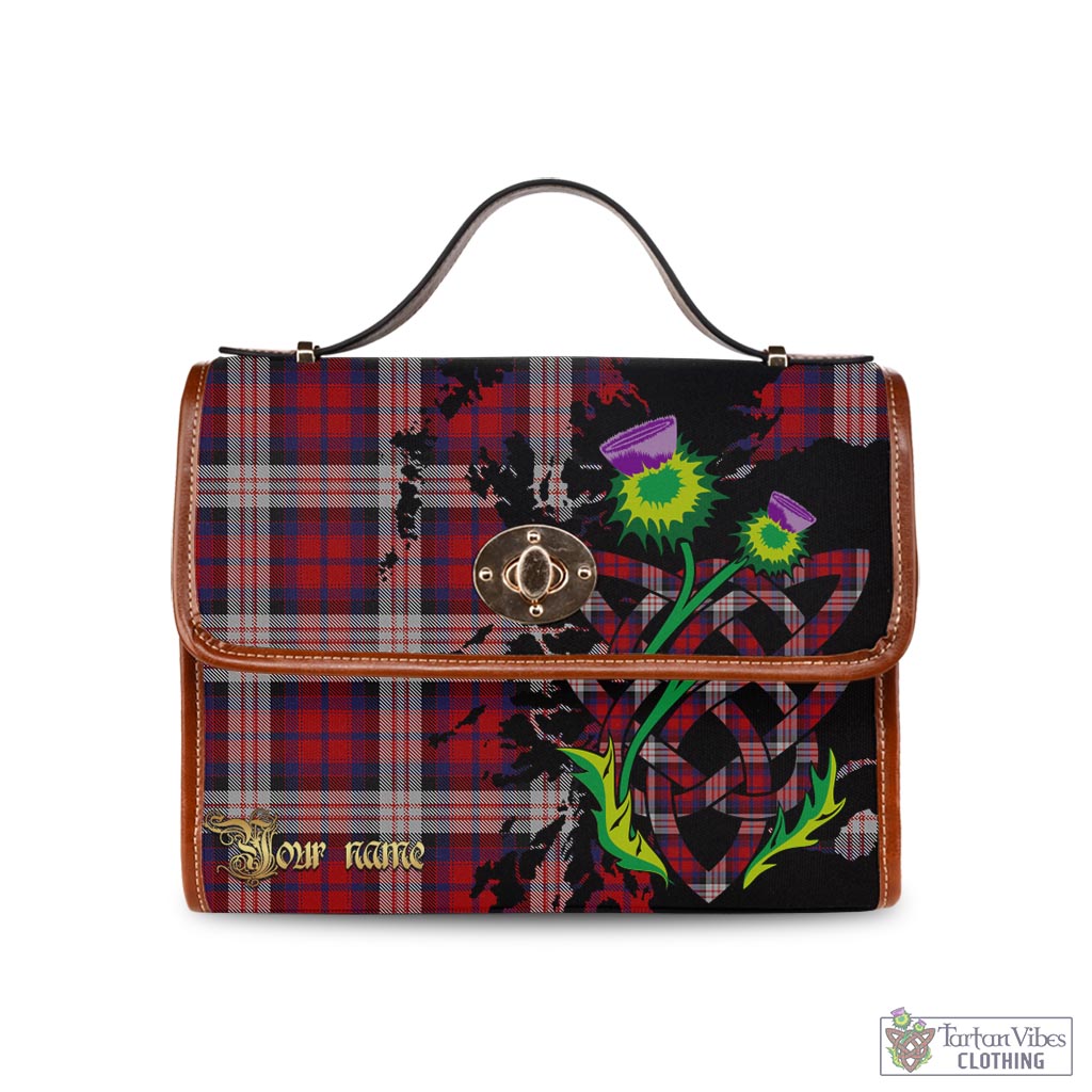 Tartan Vibes Clothing MacDonald Dress Irish Tartan Waterproof Canvas Bag with Scotland Map and Thistle Celtic Accents