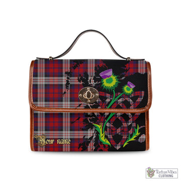 MacDonald Dress Irish Tartan Waterproof Canvas Bag with Scotland Map and Thistle Celtic Accents