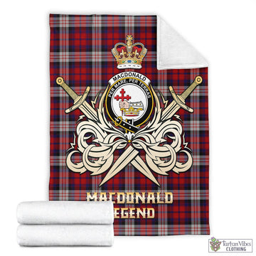 MacDonald Dress Irish Tartan Blanket with Clan Crest and the Golden Sword of Courageous Legacy