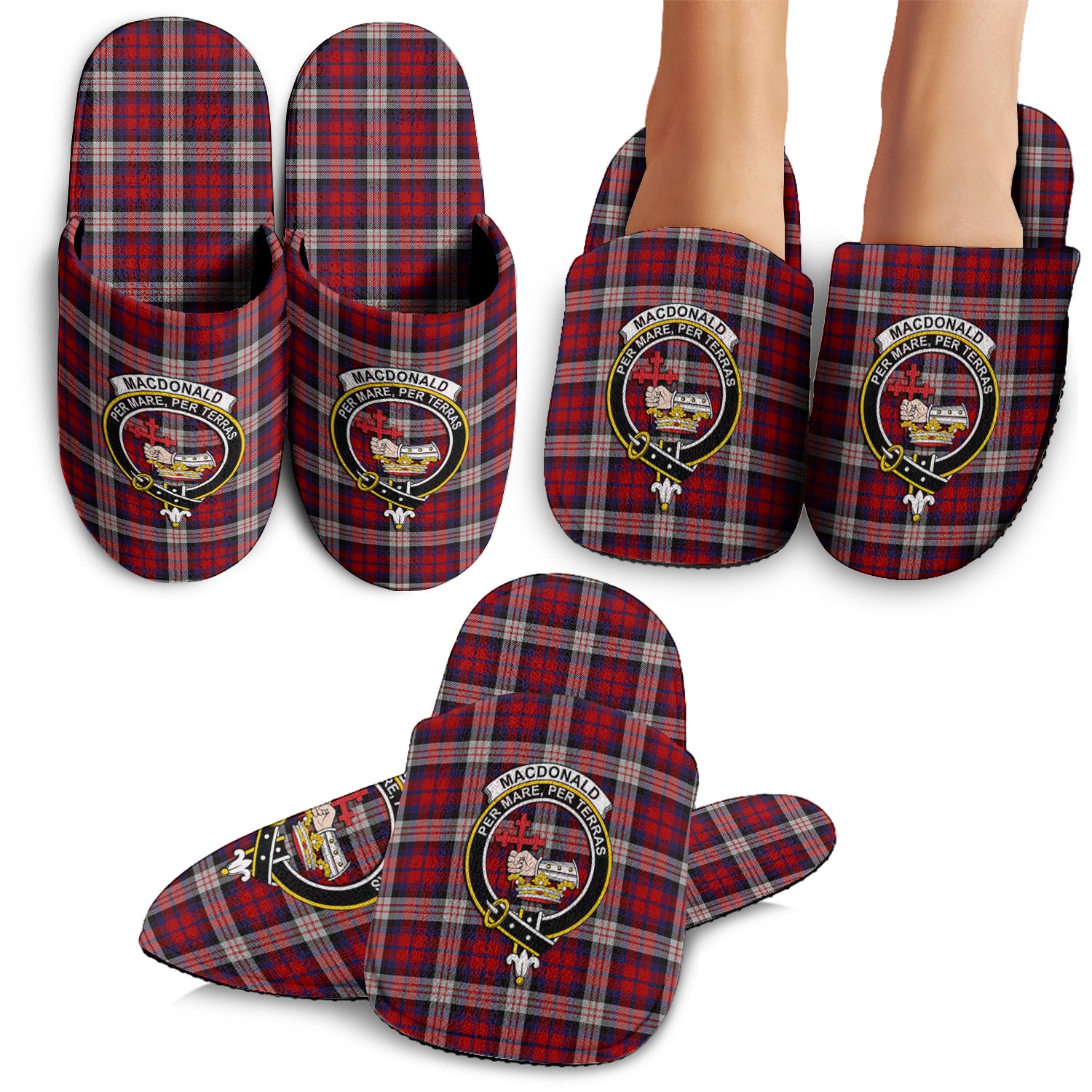 MacDonald Dress Irish Tartan Home Slippers with Family Crest - Tartanvibesclothing