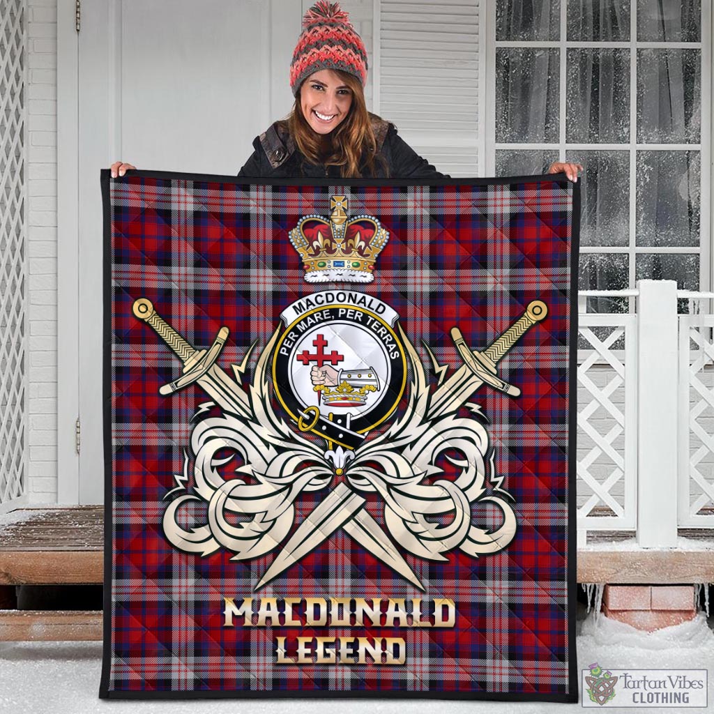 Tartan Vibes Clothing MacDonald Dress Irish Tartan Quilt with Clan Crest and the Golden Sword of Courageous Legacy