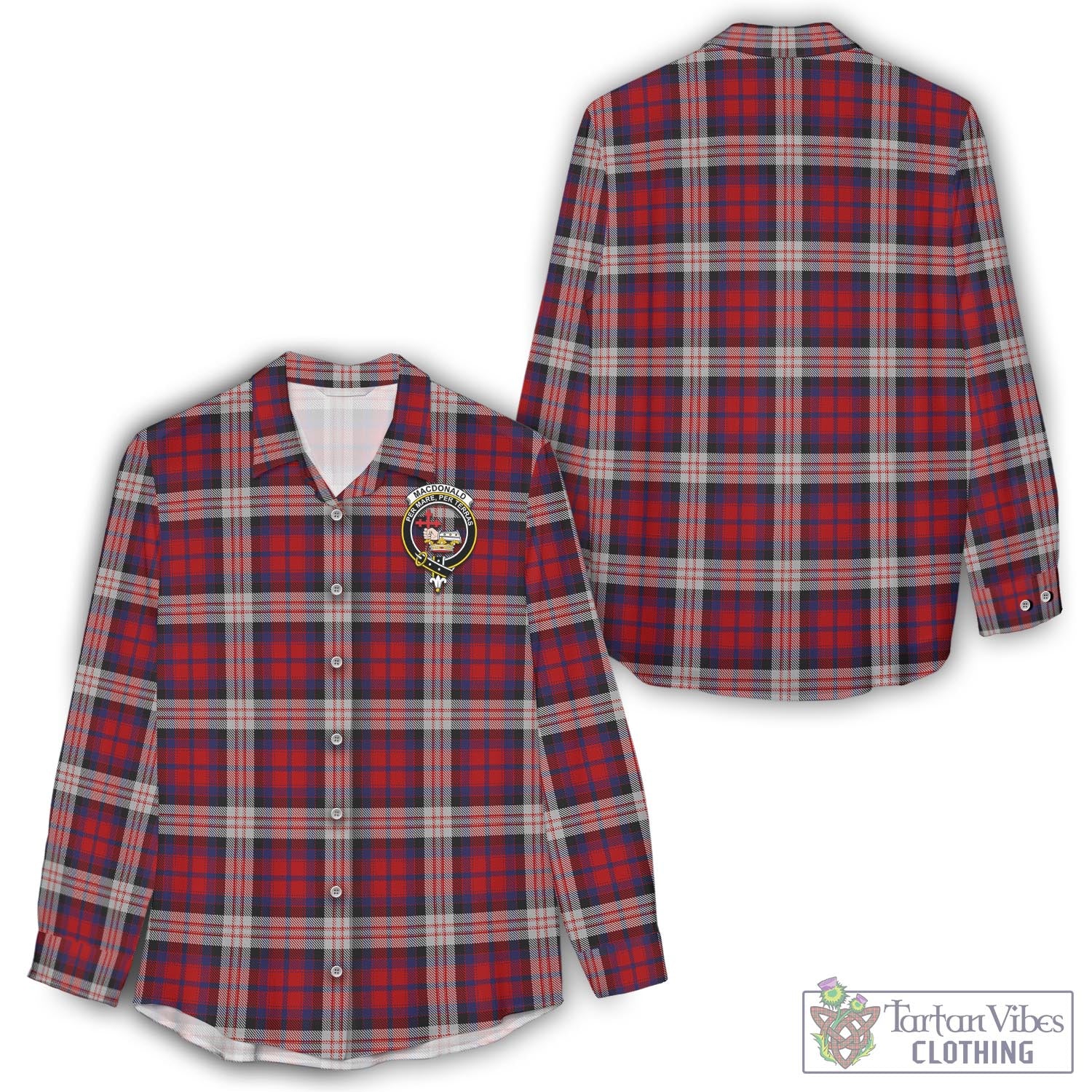 Tartan Vibes Clothing MacDonald Dress Irish Tartan Womens Casual Shirt with Family Crest