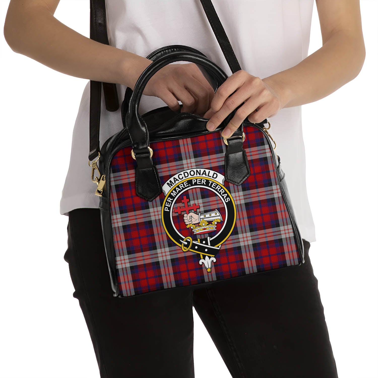 MacDonald Dress Irish Tartan Shoulder Handbags with Family Crest - Tartanvibesclothing