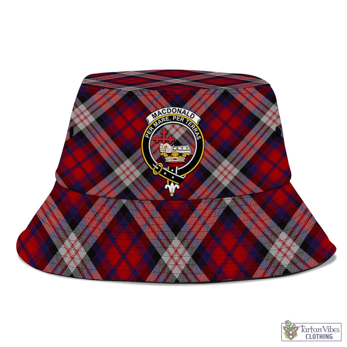 Tartan Vibes Clothing MacDonald Dress Irish Tartan Bucket Hat with Family Crest