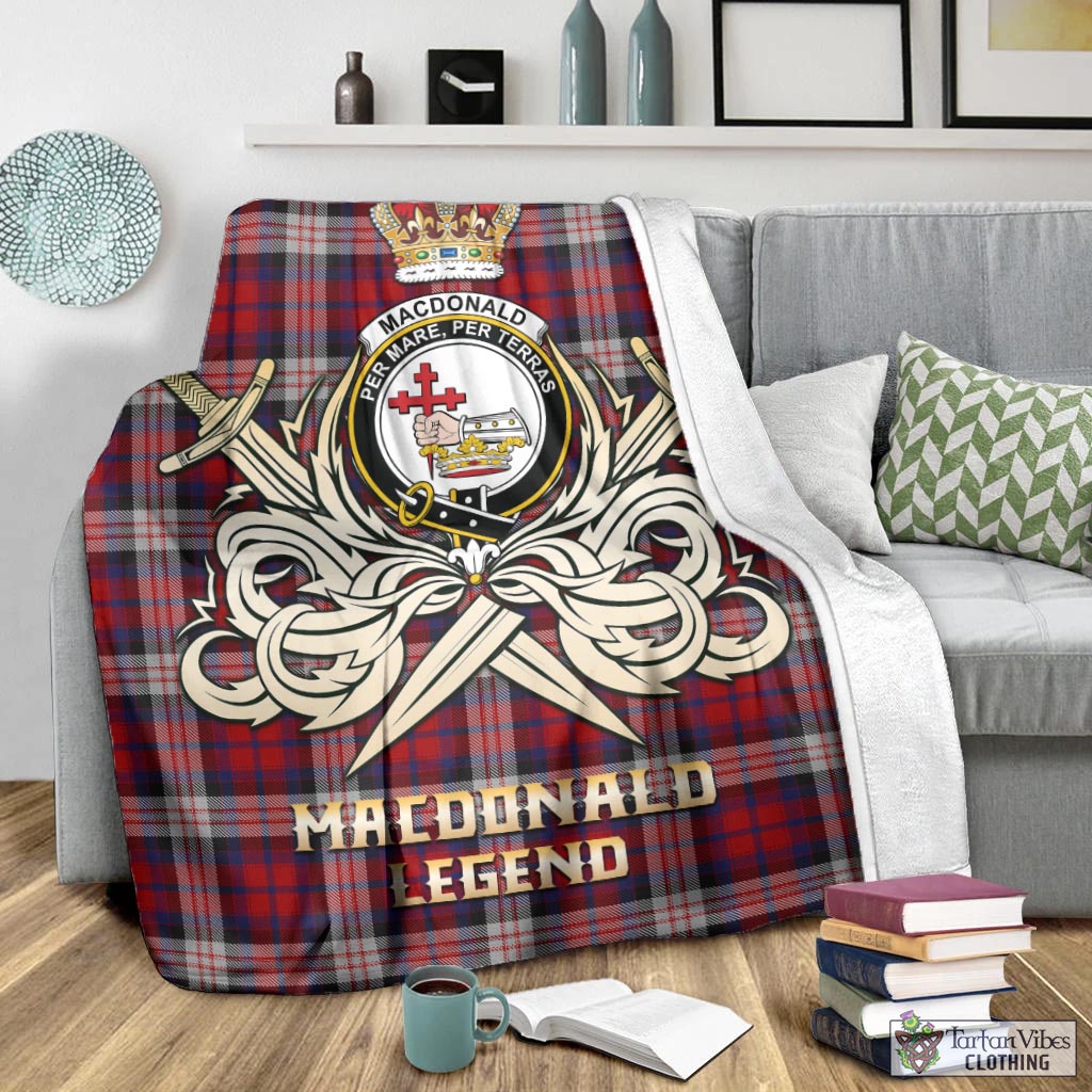 Tartan Vibes Clothing MacDonald Dress Irish Tartan Blanket with Clan Crest and the Golden Sword of Courageous Legacy