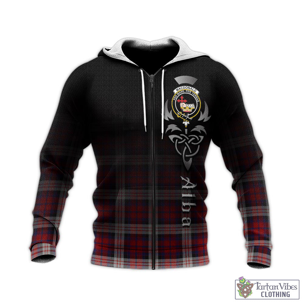 Tartan Vibes Clothing MacDonald Dress Irish Tartan Knitted Hoodie Featuring Alba Gu Brath Family Crest Celtic Inspired