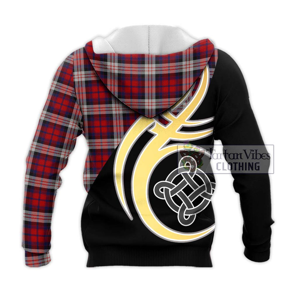 MacDonald Dress Irish Tartan Knitted Hoodie with Family Crest and Celtic Symbol Style - Tartan Vibes Clothing