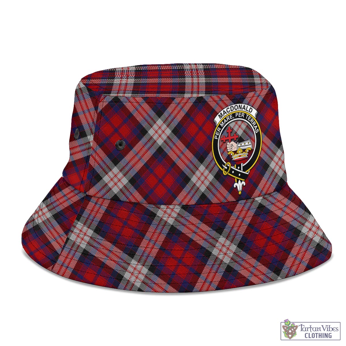 Tartan Vibes Clothing MacDonald Dress Irish Tartan Bucket Hat with Family Crest