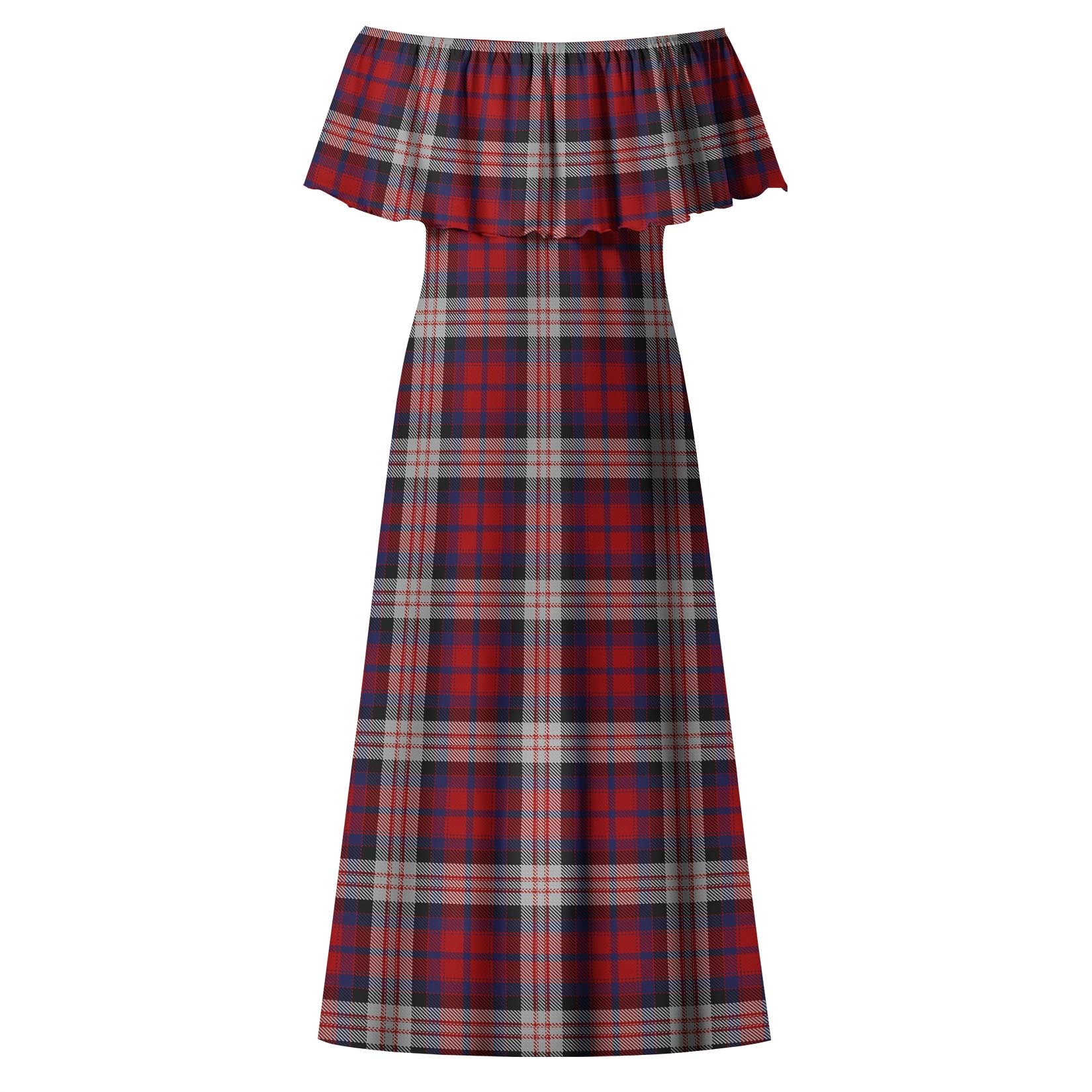 MacDonald Dress Irish Tartan Off Shoulder Long Dress - Tartanvibesclothing