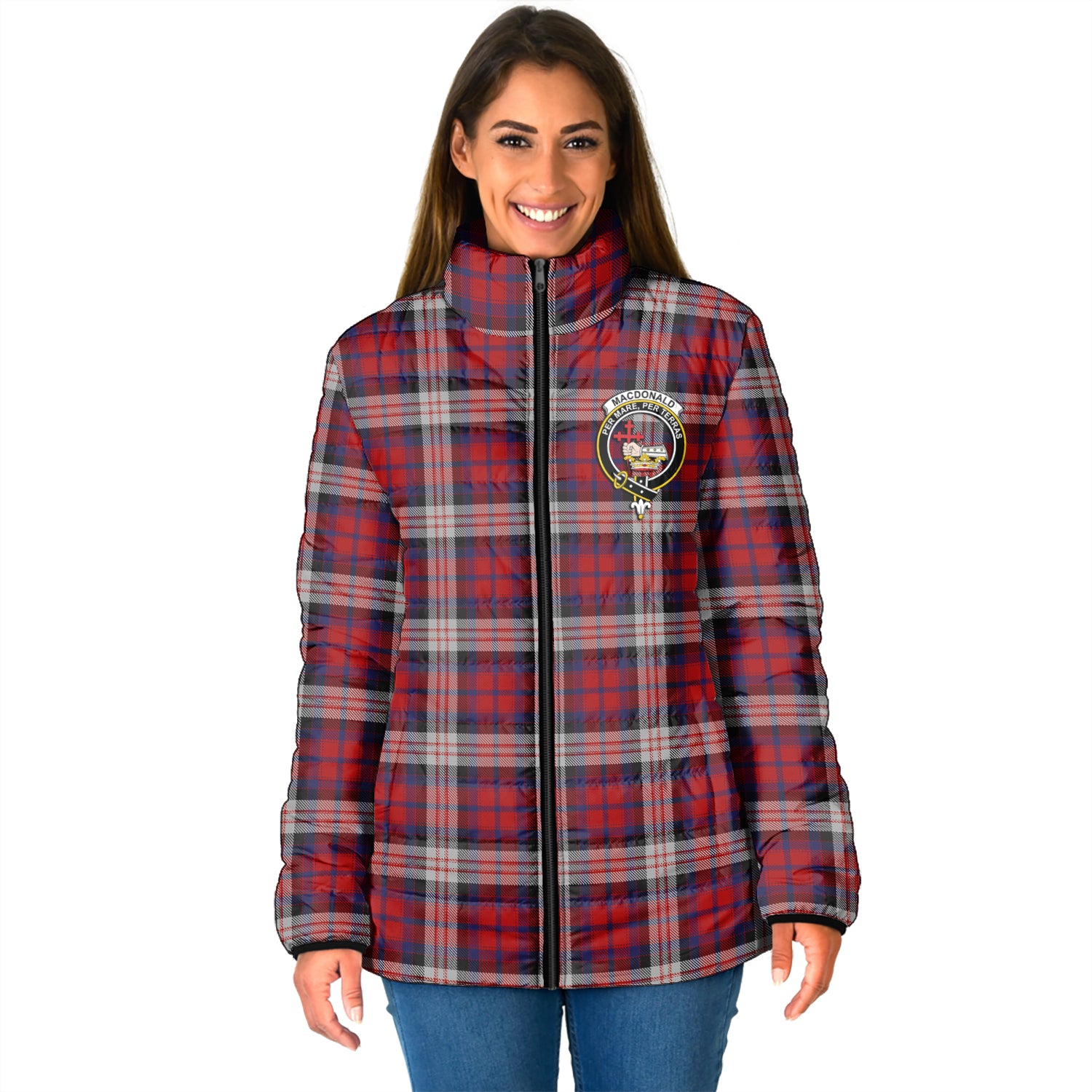 MacDonald Dress Irish Tartan Padded Jacket with Family Crest - Tartan Vibes Clothing