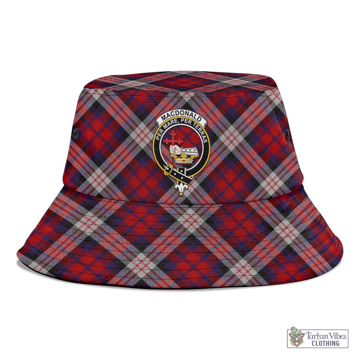 Tartan Vibes Clothing MacDonald Dress Irish Tartan Bucket Hat with Family Crest