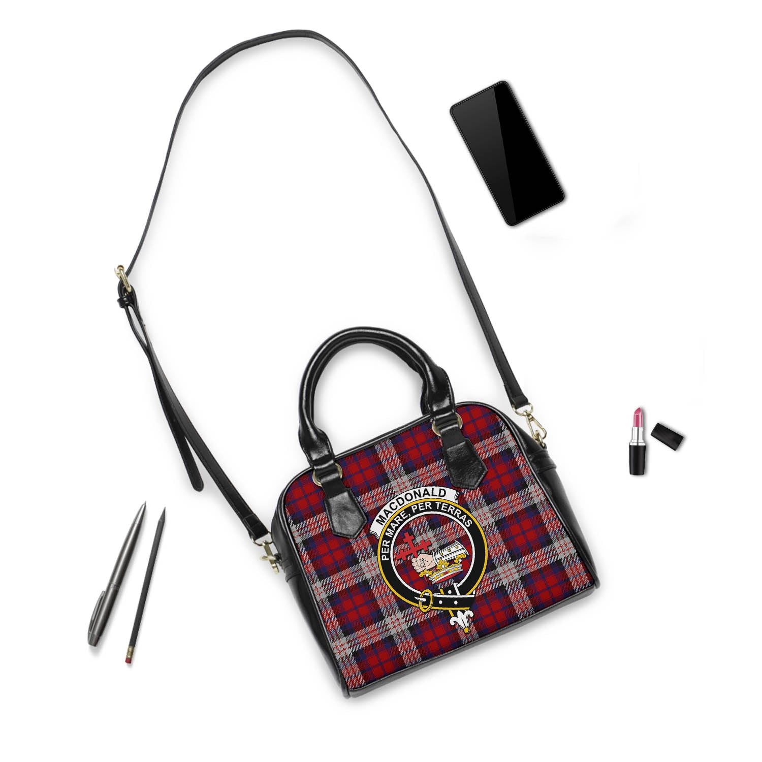 MacDonald Dress Irish Tartan Shoulder Handbags with Family Crest - Tartanvibesclothing