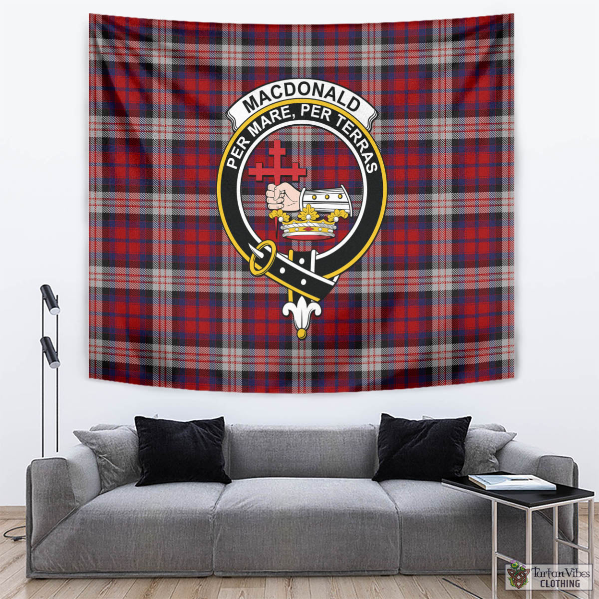 Tartan Vibes Clothing MacDonald Dress Irish Tartan Tapestry Wall Hanging and Home Decor for Room with Family Crest