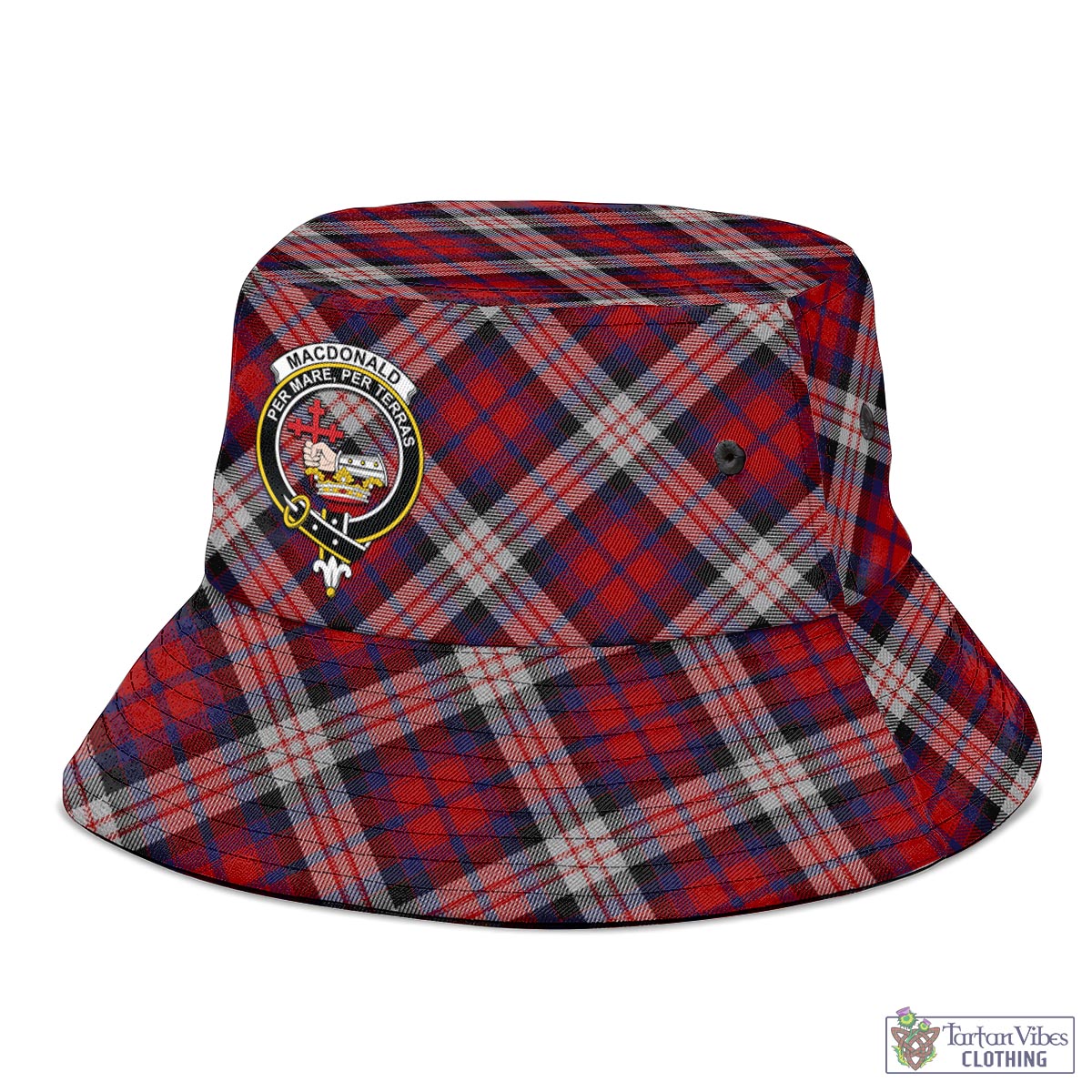 Tartan Vibes Clothing MacDonald Dress Irish Tartan Bucket Hat with Family Crest