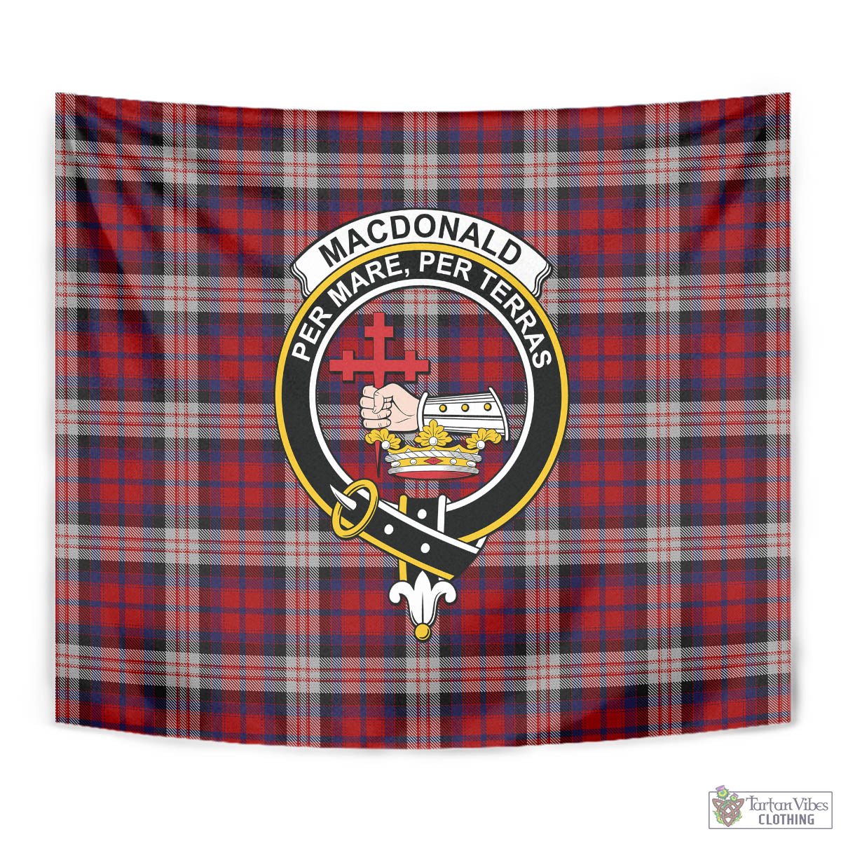 Tartan Vibes Clothing MacDonald Dress Irish Tartan Tapestry Wall Hanging and Home Decor for Room with Family Crest