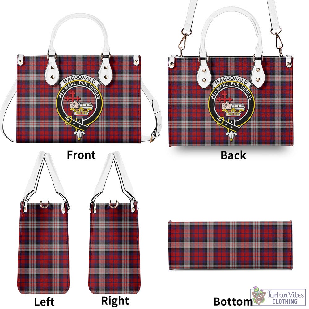 Tartan Vibes Clothing MacDonald Dress Irish Tartan Luxury Leather Handbags with Family Crest