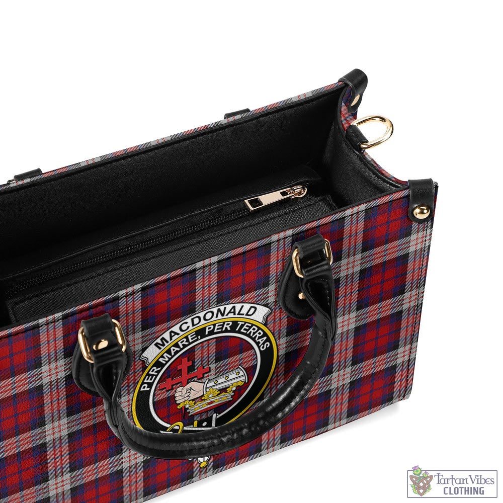 Tartan Vibes Clothing MacDonald Dress Irish Tartan Luxury Leather Handbags with Family Crest