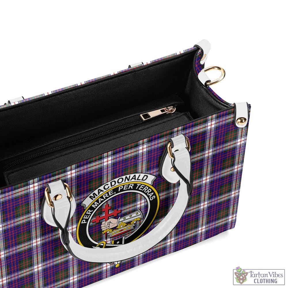 Tartan Vibes Clothing MacDonald Dress Modern Tartan Luxury Leather Handbags with Family Crest