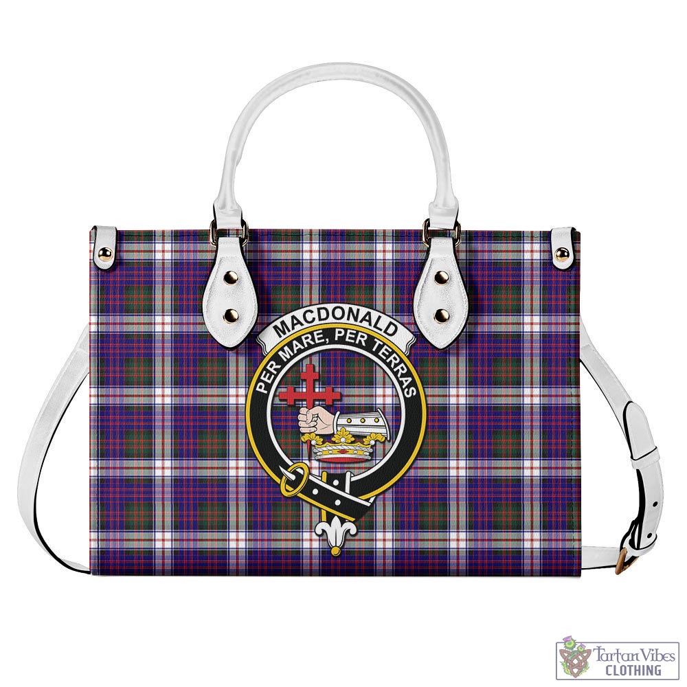 Tartan Vibes Clothing MacDonald Dress Modern Tartan Luxury Leather Handbags with Family Crest