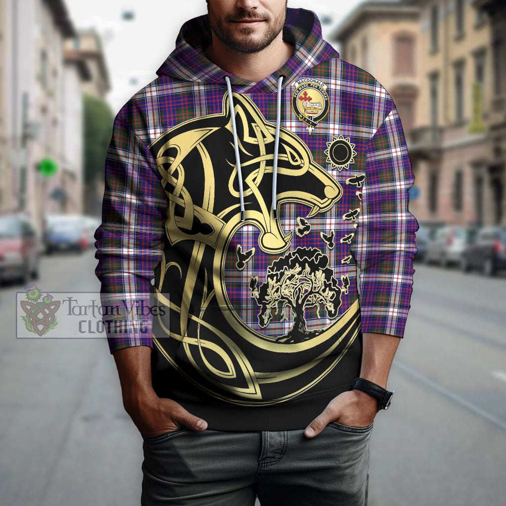 MacDonald Dress Modern Tartan Hoodie with Family Crest Celtic Wolf Style Zip Hoodie - Tartan Vibes Clothing