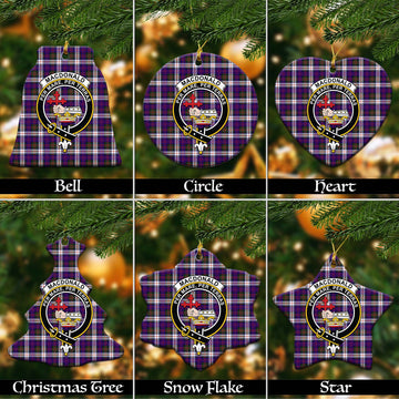 MacDonald Dress Modern Tartan Christmas Ceramic Ornaments with Family Crest