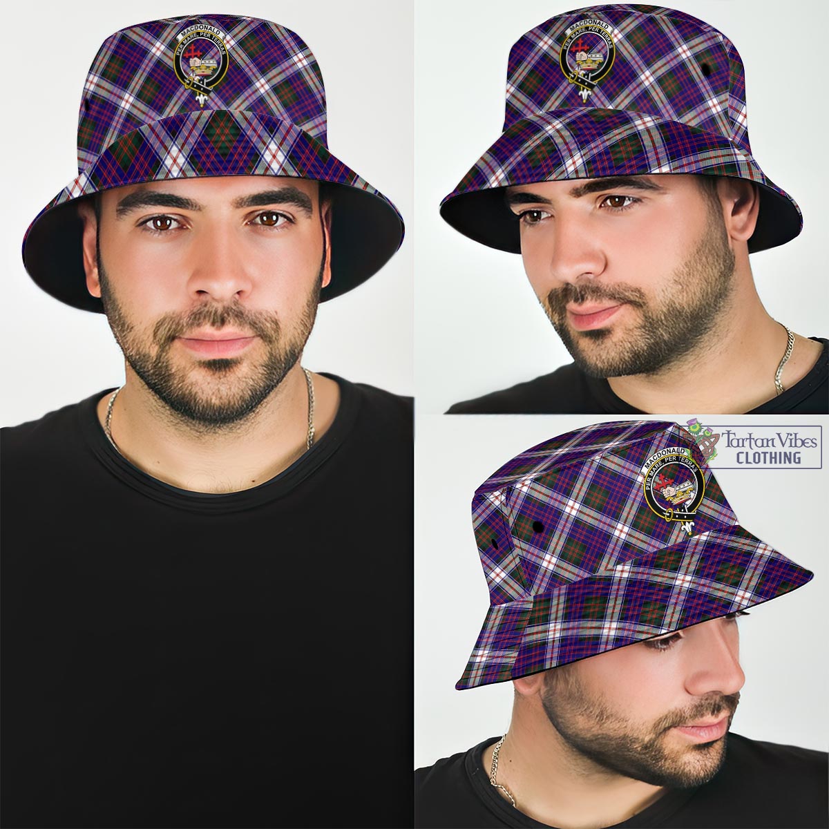 Tartan Vibes Clothing MacDonald Dress Modern Tartan Bucket Hat with Family Crest