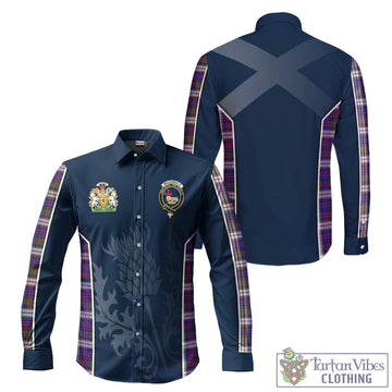 MacDonald Dress Modern Tartan Long Sleeve Button Up Shirt with Family Crest and Scottish Thistle Vibes Sport Style