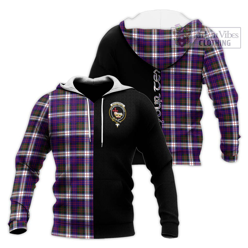 MacDonald Dress Modern Tartan Knitted Hoodie with Family Crest and Half Of Me Style Unisex Knitted Pullover Hoodie - Tartanvibesclothing Shop