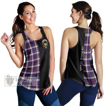 MacDonald Dress Modern Tartan Women's Racerback Tanks with Family Crest and Half Of Me Style