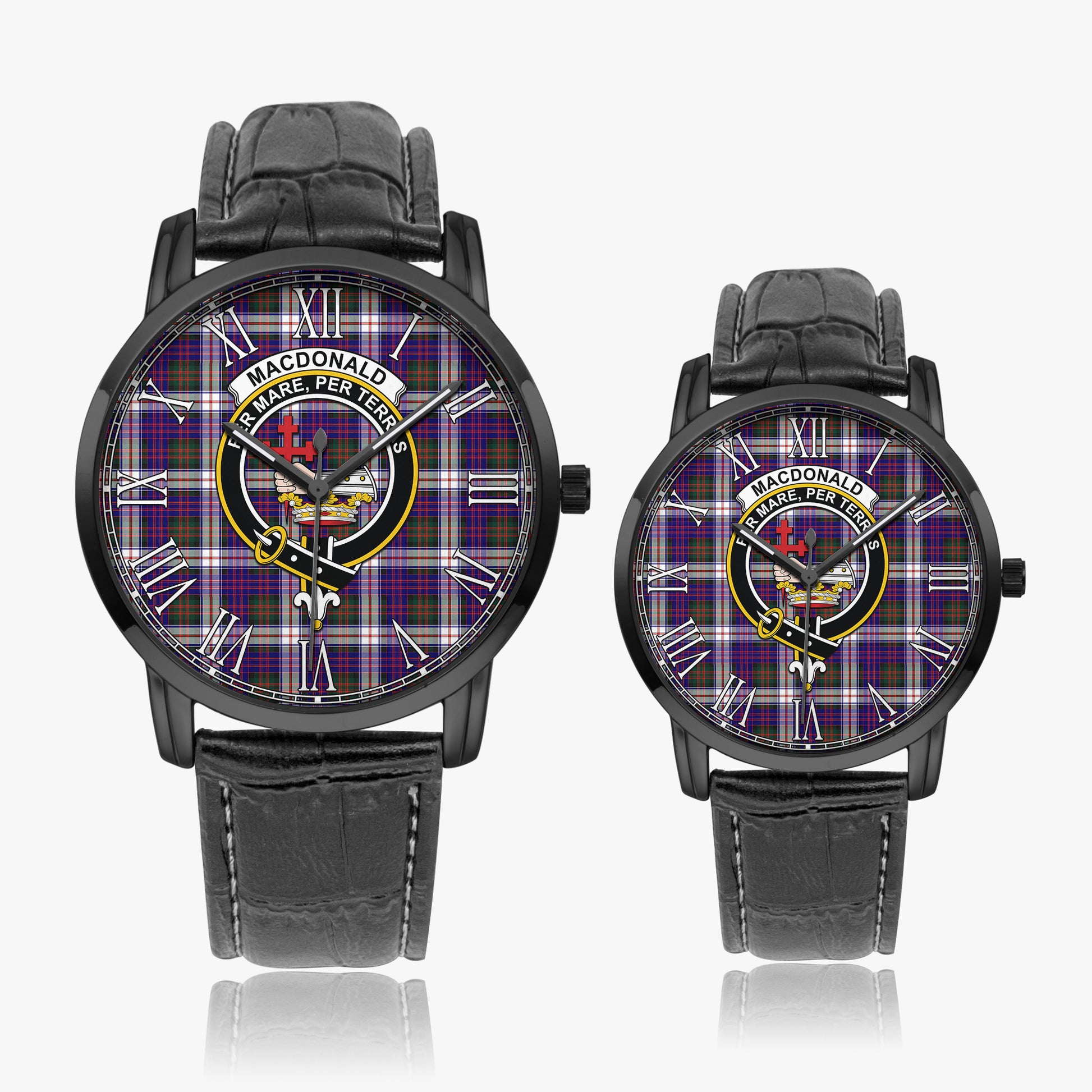 MacDonald Dress Modern Tartan Family Crest Leather Strap Quartz Watch - Tartanvibesclothing