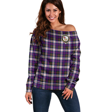 MacDonald Dress Modern Tartan Off Shoulder Women Sweater with Family Crest