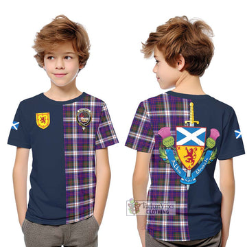 MacDonald Dress Modern Tartan Kid T-Shirt Alba with Scottish Lion Royal Arm Half Style