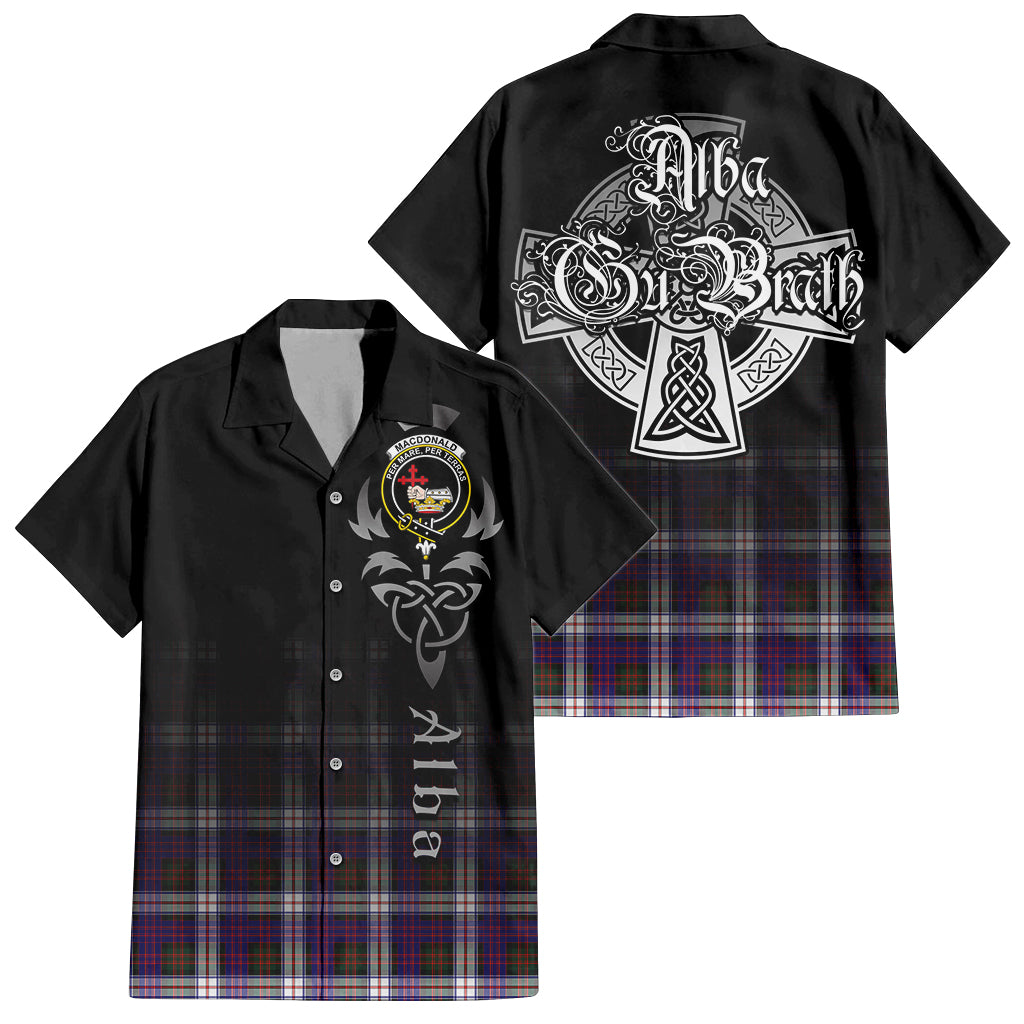 Tartan Vibes Clothing MacDonald Dress Modern Tartan Short Sleeve Button Up Featuring Alba Gu Brath Family Crest Celtic Inspired