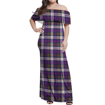 MacDonald Dress Modern Tartan Off Shoulder Long Dress