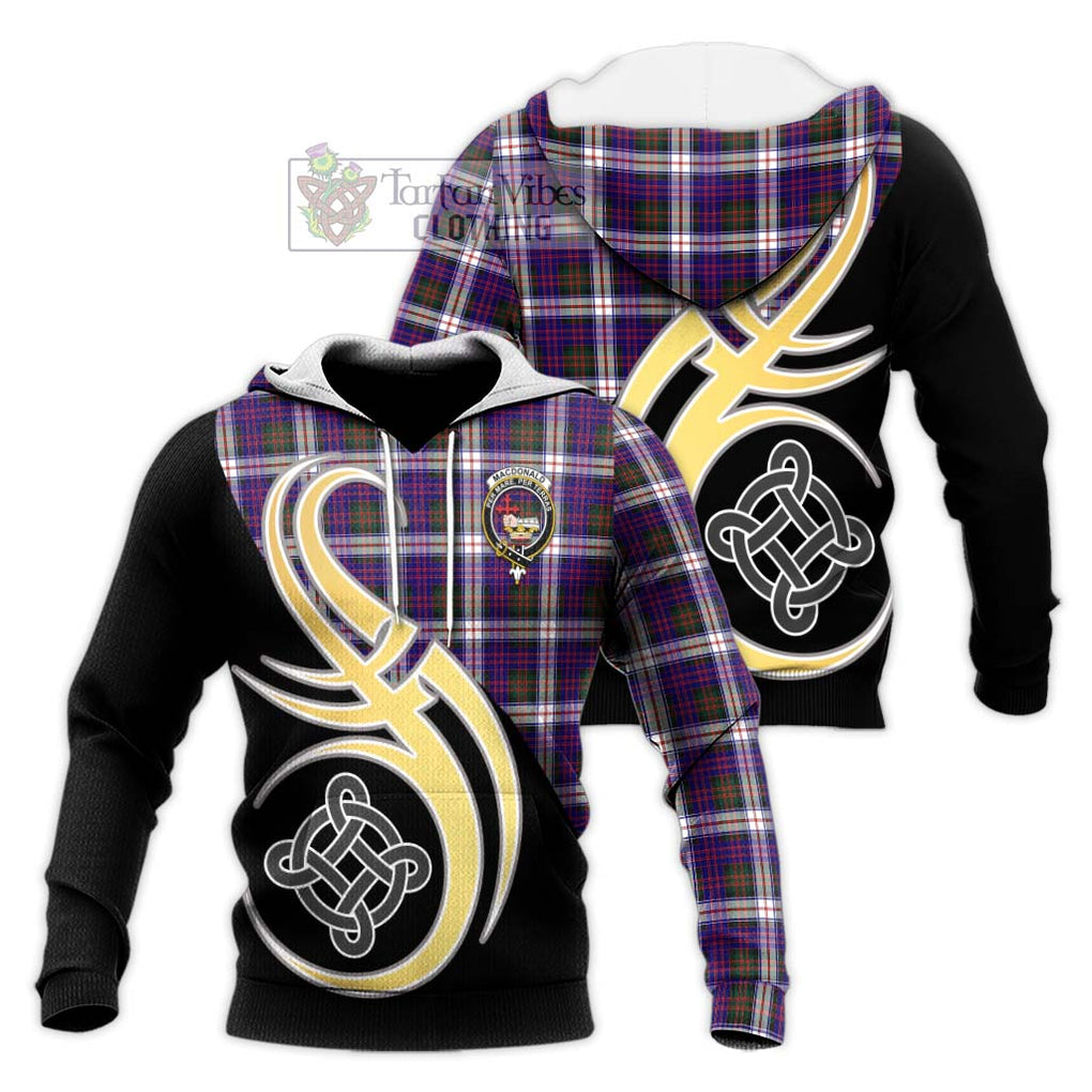 MacDonald Dress Modern Tartan Knitted Hoodie with Family Crest and Celtic Symbol Style Unisex Knitted Pullover Hoodie - Tartan Vibes Clothing