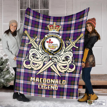 MacDonald Dress Modern Tartan Blanket with Clan Crest and the Golden Sword of Courageous Legacy