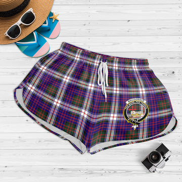 MacDonald Dress Modern Tartan Womens Shorts with Family Crest